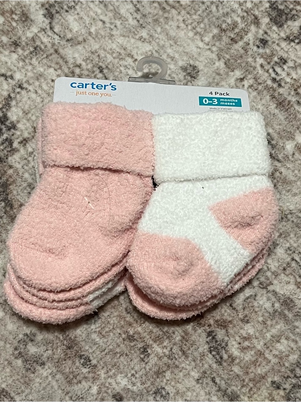 Carter's Plush Baby Sock Booties - Pink & White 4-Pack